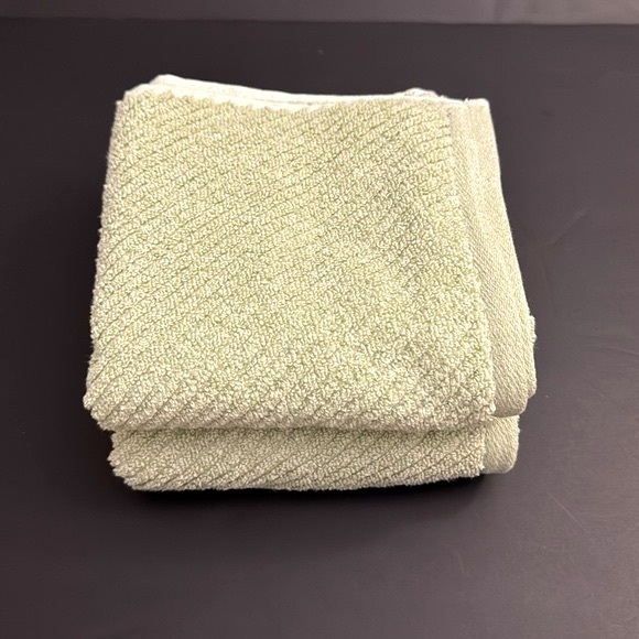 8pc ECOEXISTENCE Eco-Melange Diagonal Stripes Bath Towel Set - Calla Green - Picture 6 of 6